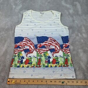 Aileen Girl Sz 14 Sleeveless Tank Dress Red White Blue Stars Stripes Patriotic